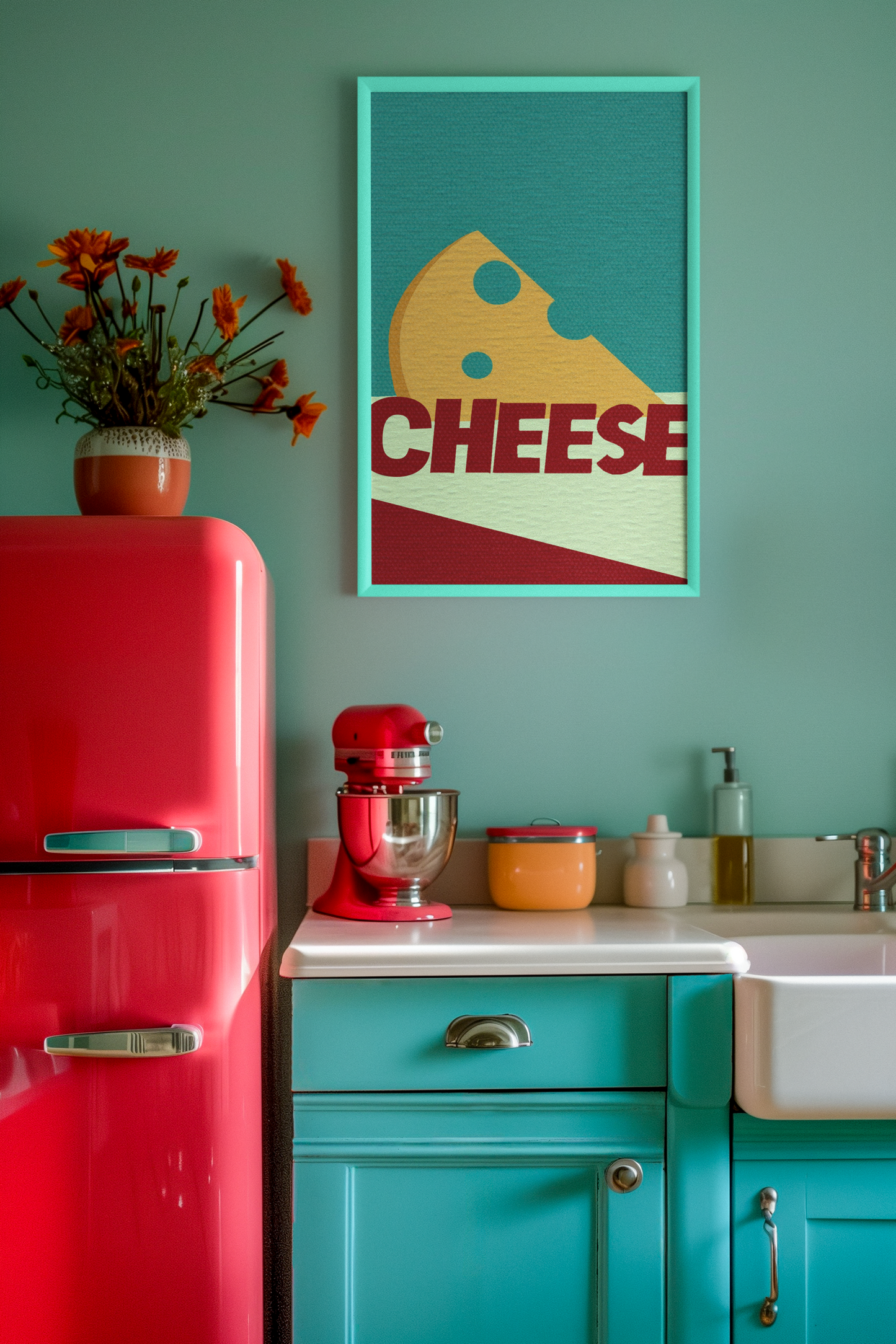 Pop Art Style CHEESE Art Text Print - Matte Canvas, Stretched, 1.25"