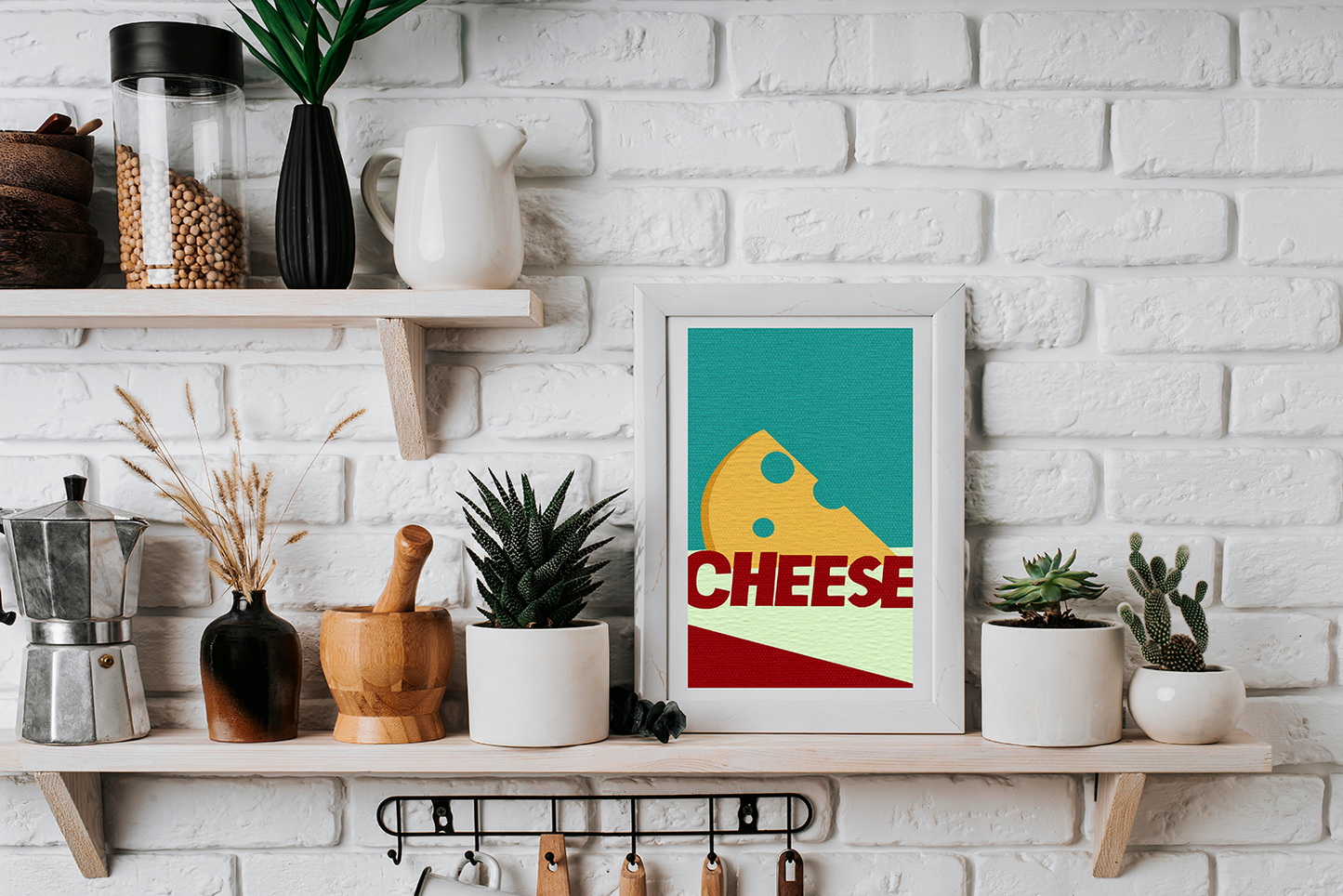 Pop Art Style CHEESE Art Text Print - Matte Canvas, Stretched, 1.25"