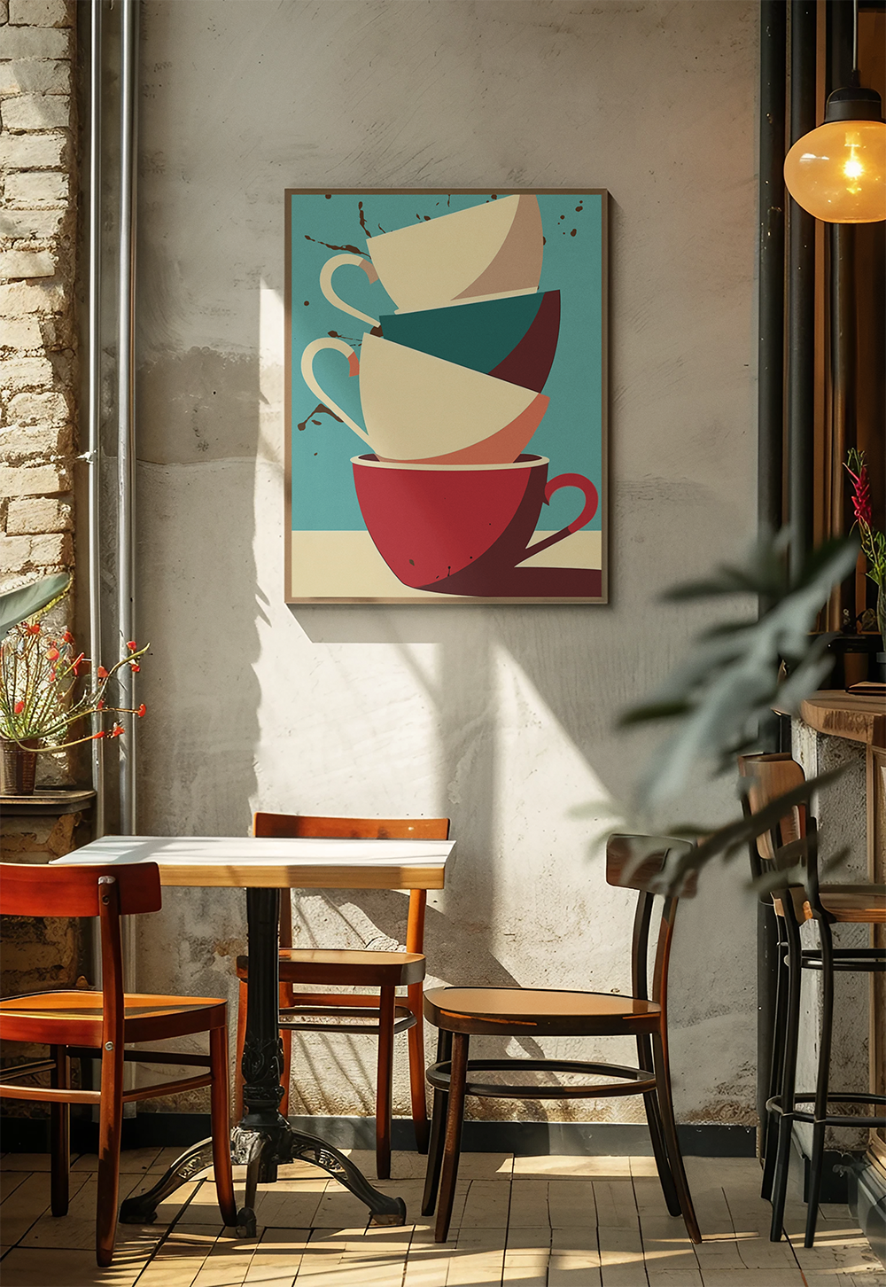 Modern Balancing Coffee Cup Art Print - Matte Canvas, Stretched, 1.25"