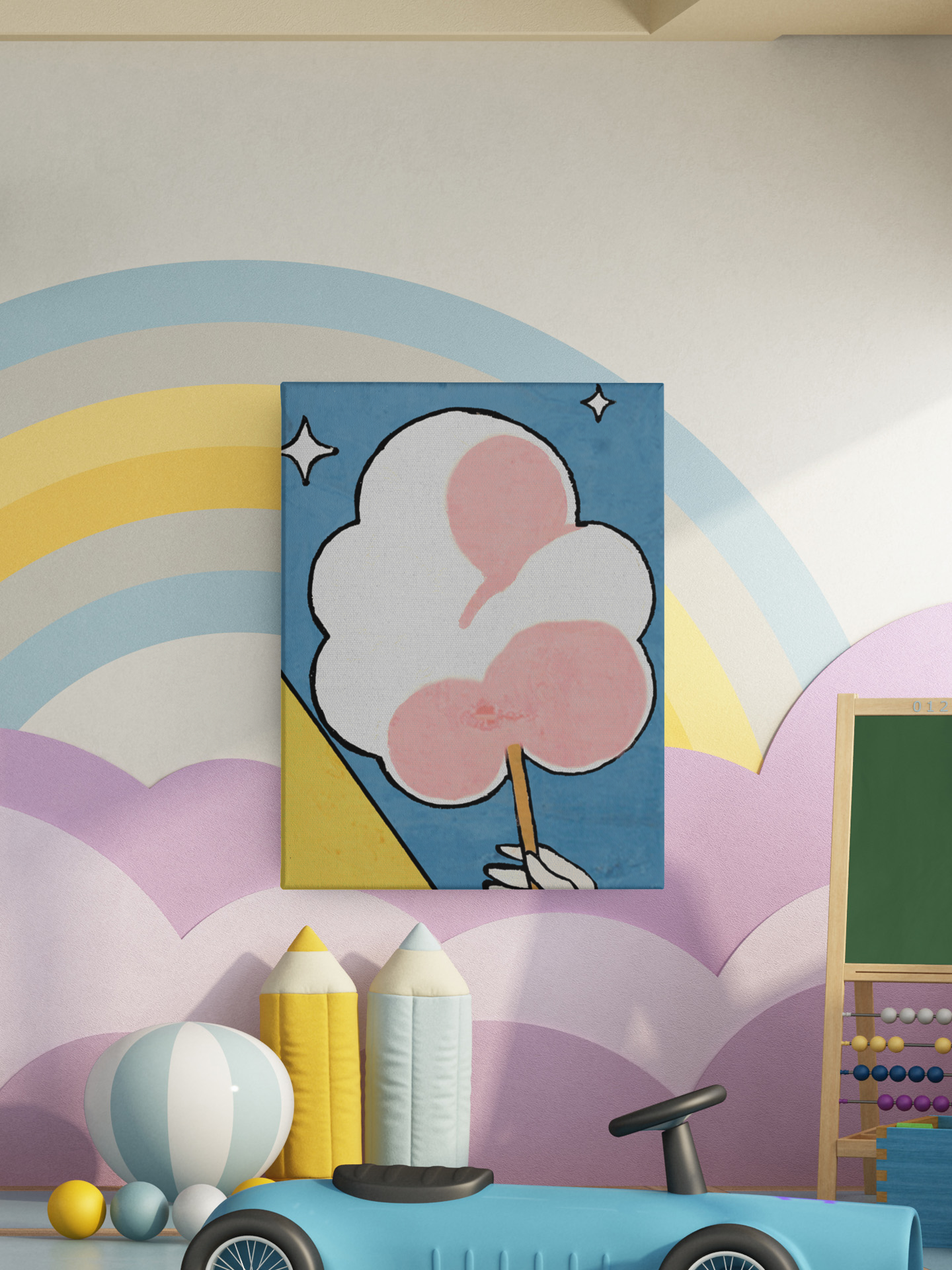 Comfort Food Pop Art Print - Cotton Candy - Matte Canvas, Stretched, 1.25"