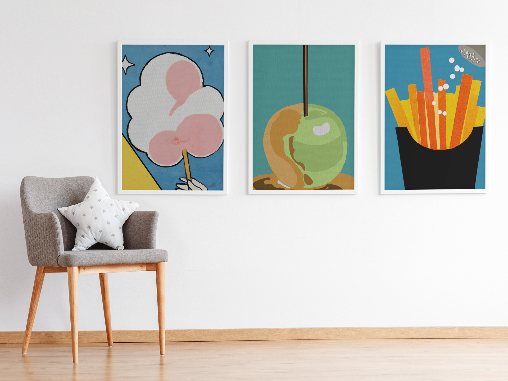 Comfort Food Pop Art Print - Cotton Candy - Matte Canvas, Stretched, 1.25"