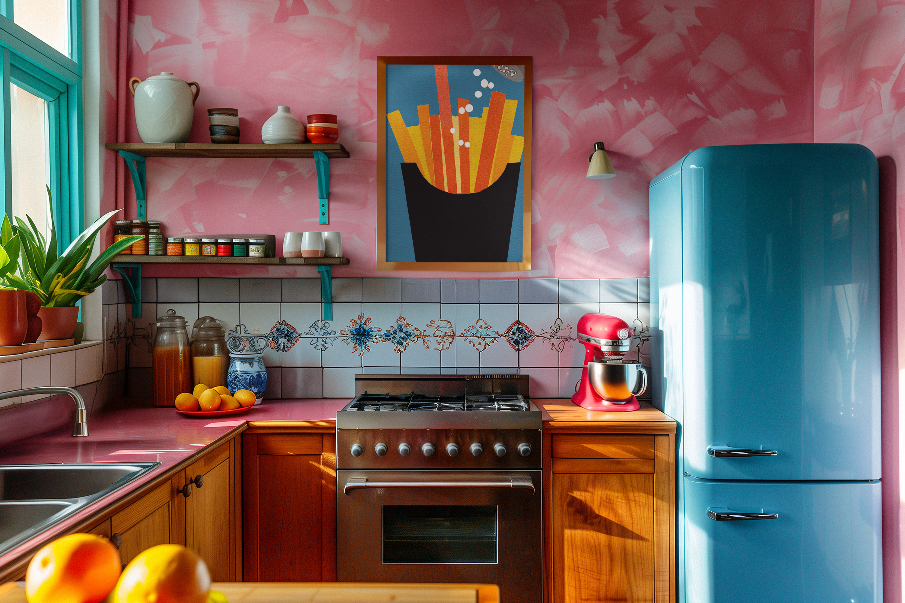 Comfort Food Pop Art Print - French Fries - Matte Canvas, Stretched, 1.25"