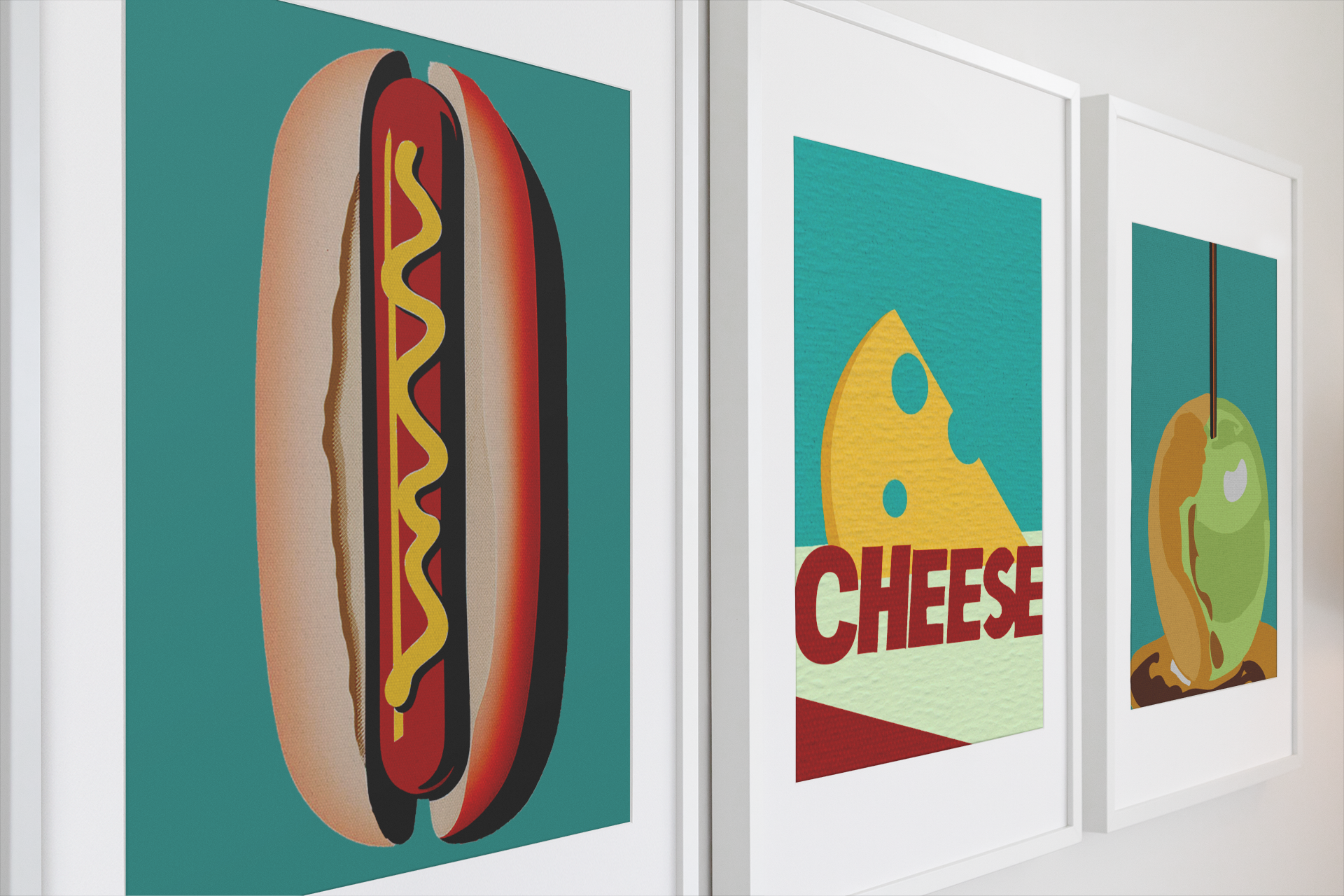 Comfort Food Pop Art Print - Hot Dog - Matte Canvas, Stretched, 1.25"