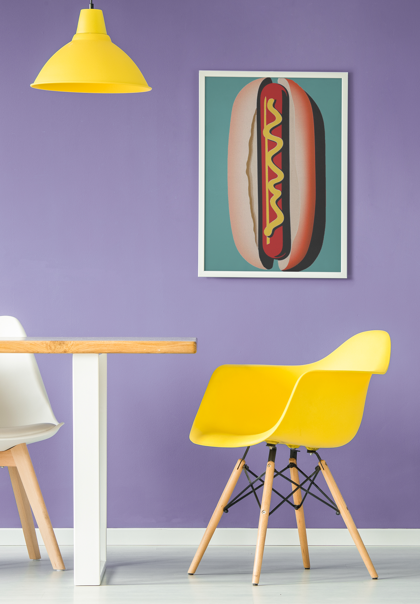 Comfort Food Pop Art Print - Hot Dog - Matte Canvas, Stretched, 1.25"
