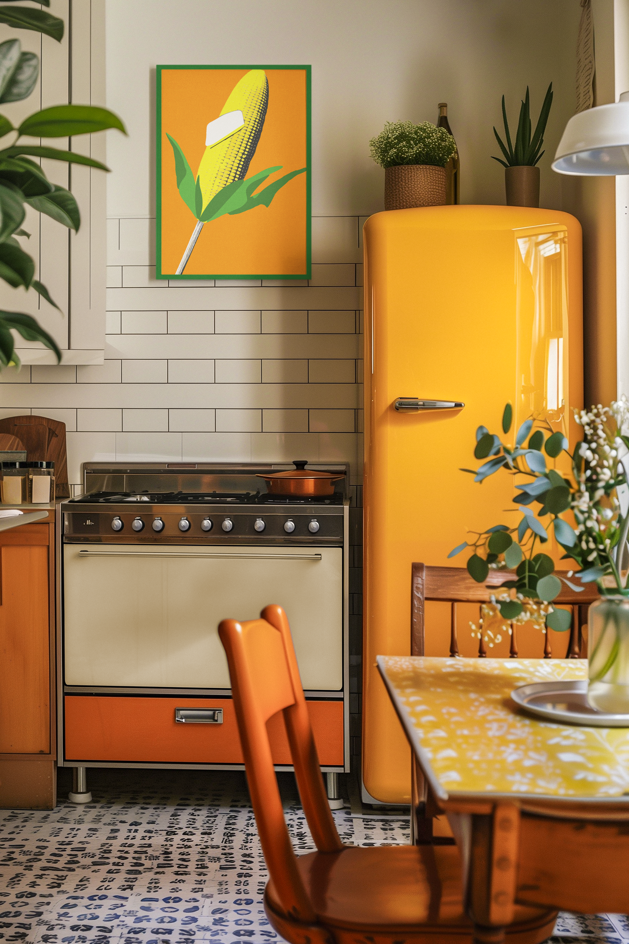 Comfort Food Pop Art Print - Sweet Corn - Matte Canvas, Stretched, 1.25"