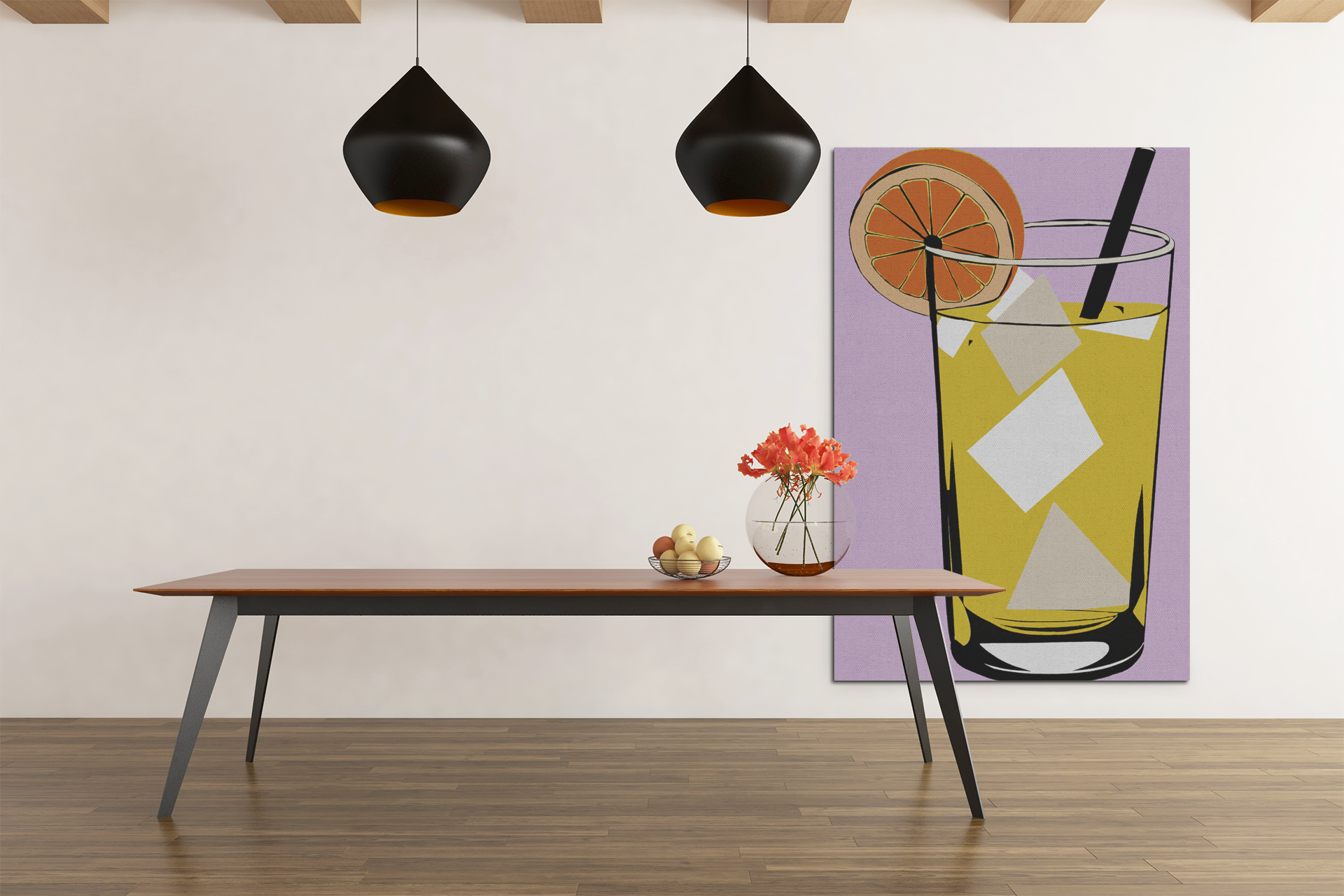 Comfort Food Pop Art Print - Lemonade - Matte Canvas, Stretched, 1.25"