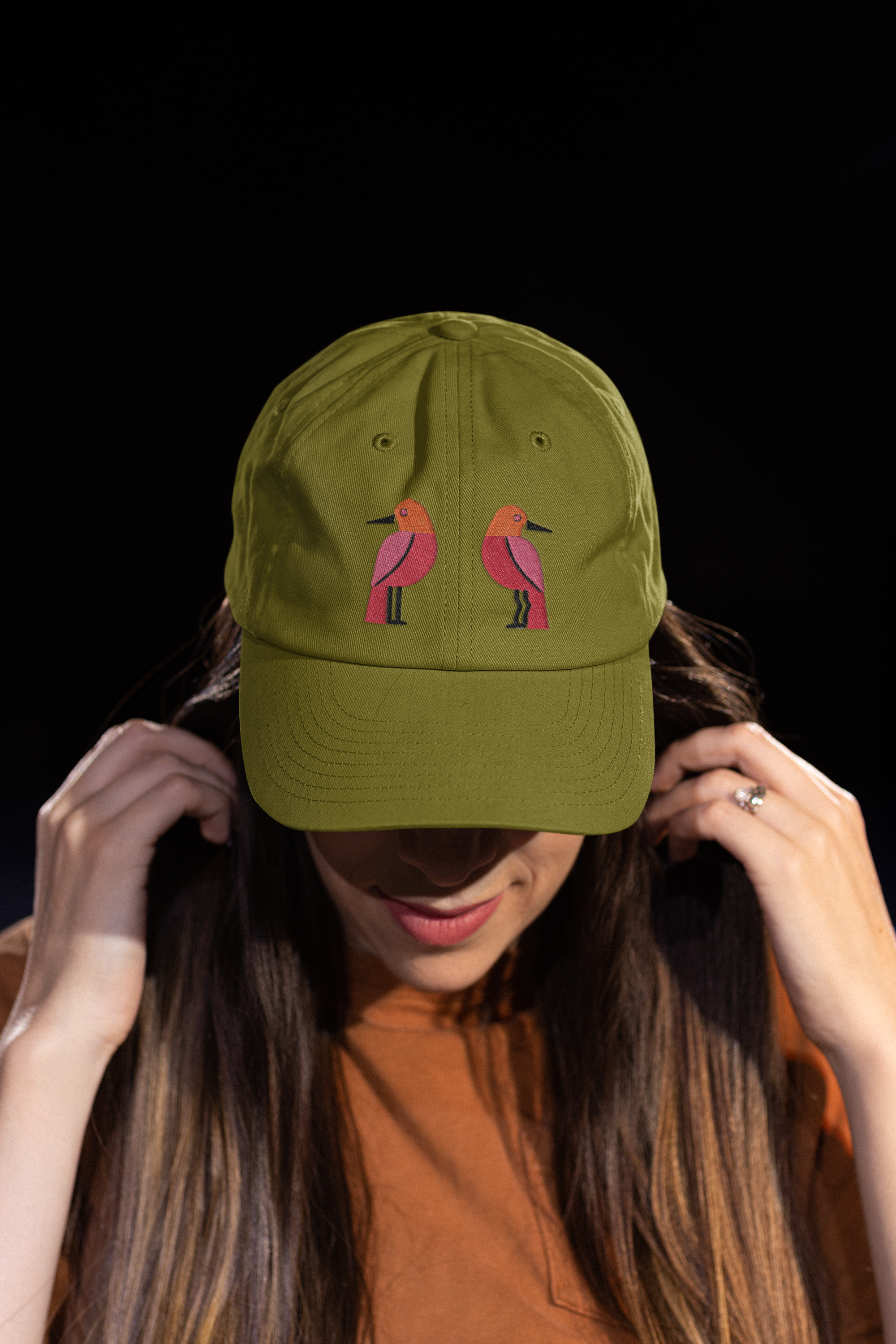 Embroidered Organic Baseball Cap - Stylish Danish Modern Bird Design