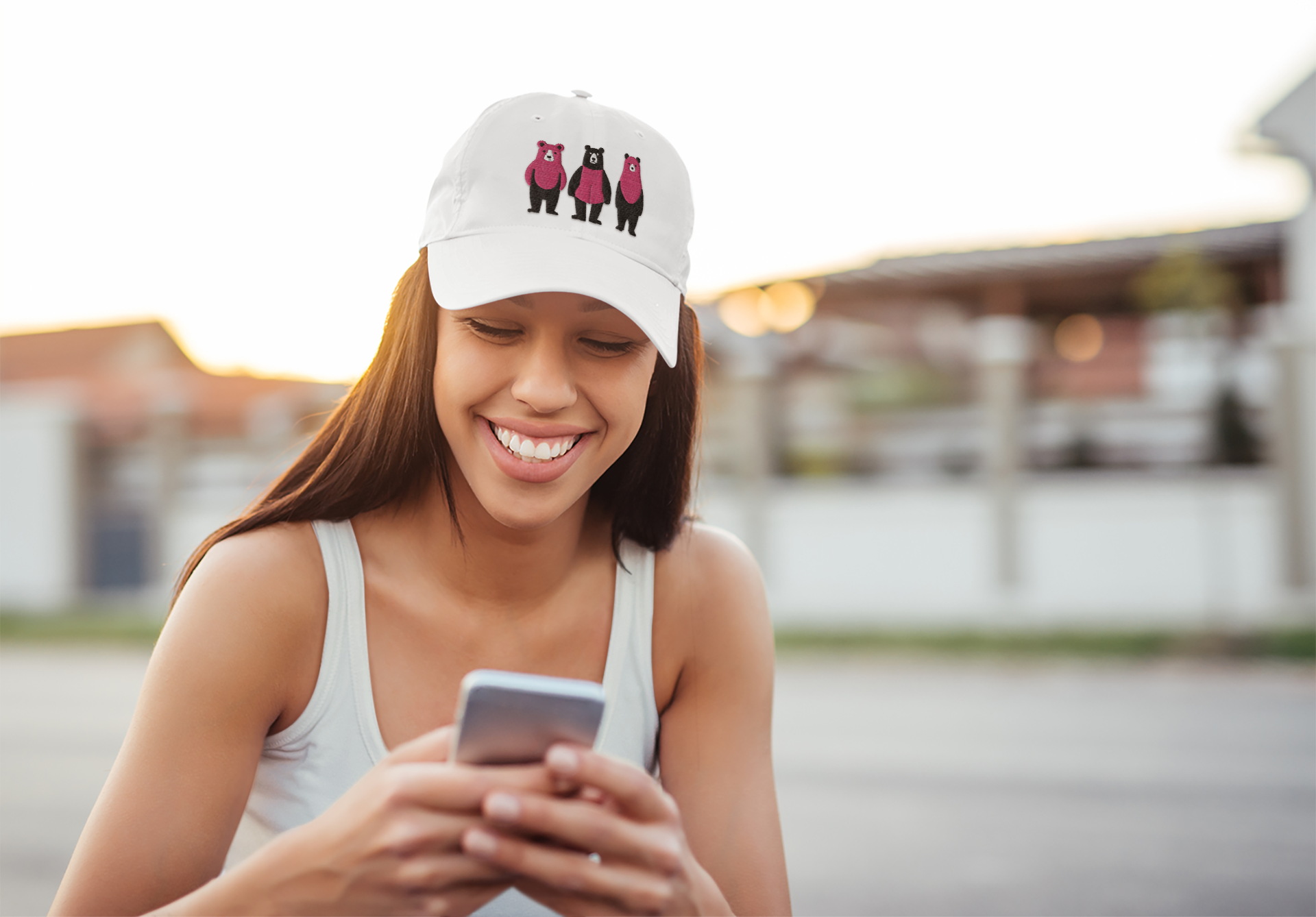 Embroidered Organic Baseball Cap - Midwest Modern Three Bears Design