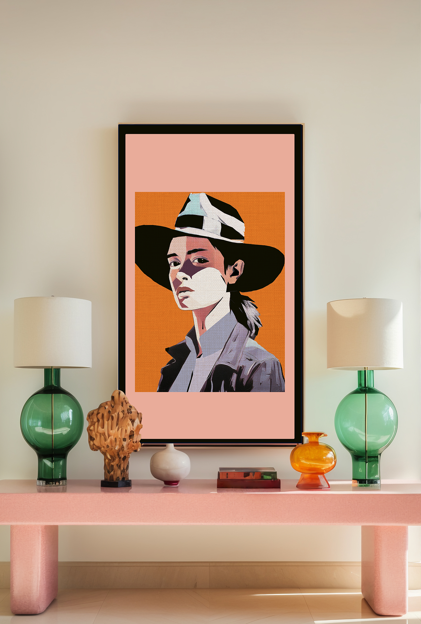 Abstract Cowgirl Portrait Collaborative Modern Art Print - Matte Canvas, Stretched, 1.25"