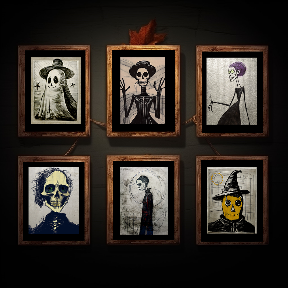 Crazy Hair Skeleton Art Print  - Matte Canvas, Stretched, 1.25"