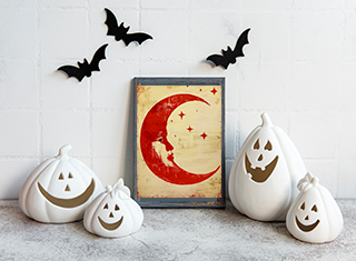 Crescent Blood Moon Man Art Print  - Matte Canvas, Stretched, 1.25"