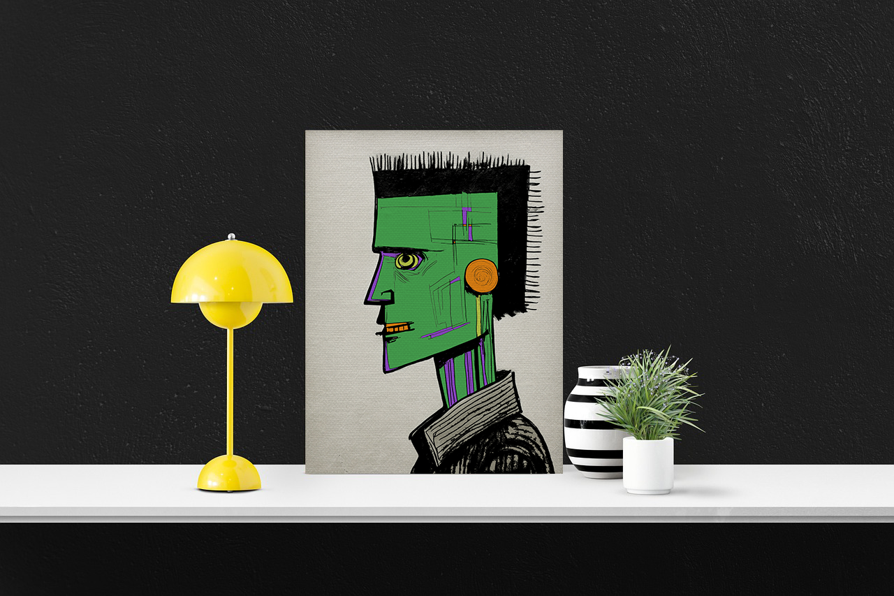 Frankenstein Frank #3 Halloween Art Print  - Matte Canvas, Stretched, 1.25"