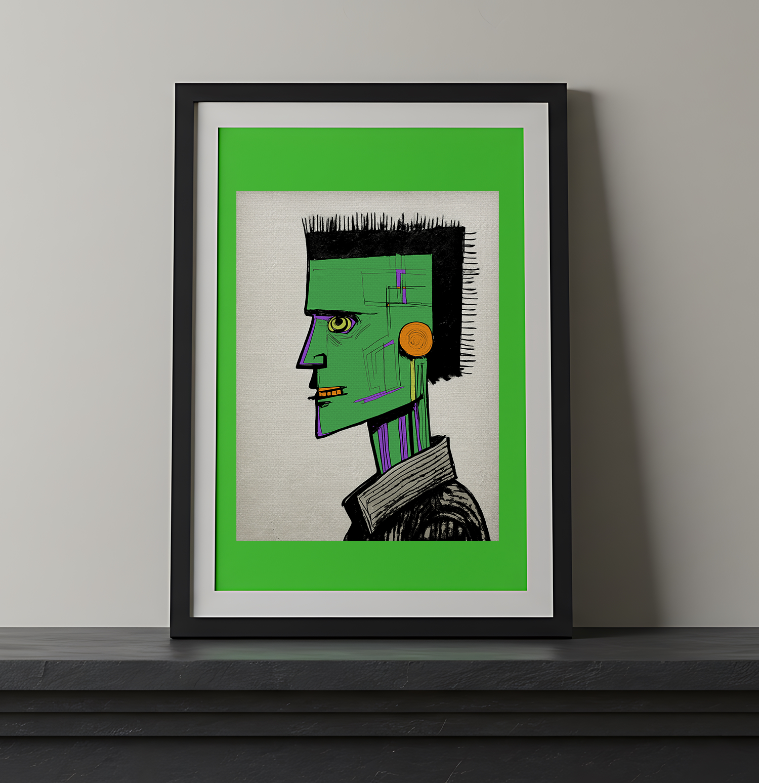 Frankenstein Frank #3 Halloween Art Print  - Matte Canvas, Stretched, 1.25"