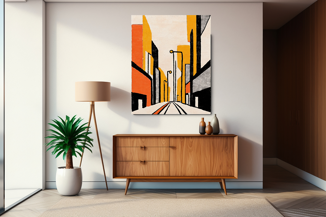 Midwest Mod Cityscape 3000 Art Print  - Matte Canvas, Stretched, 1.25"