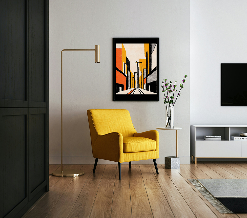 Midwest Mod Cityscape 3000 Art Print  - Matte Canvas, Stretched, 1.25"