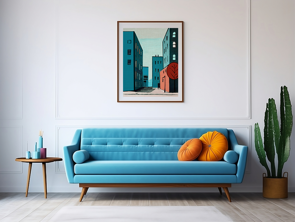 Midwest Mod Cityscape 5000 Art Print  - Matte Canvas, Stretched, 1.25"