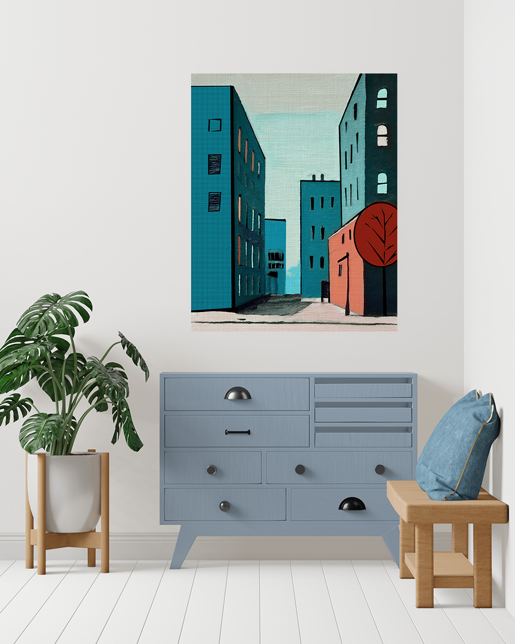 Midwest Mod Cityscape 5000 Art Print  - Matte Canvas, Stretched, 1.25"