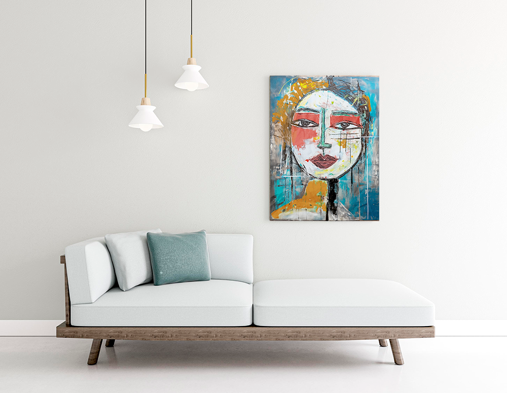 Abstract Midwest Mod Woman Portrait Chaos -  Matte Canvas, Stretched, 1.25"