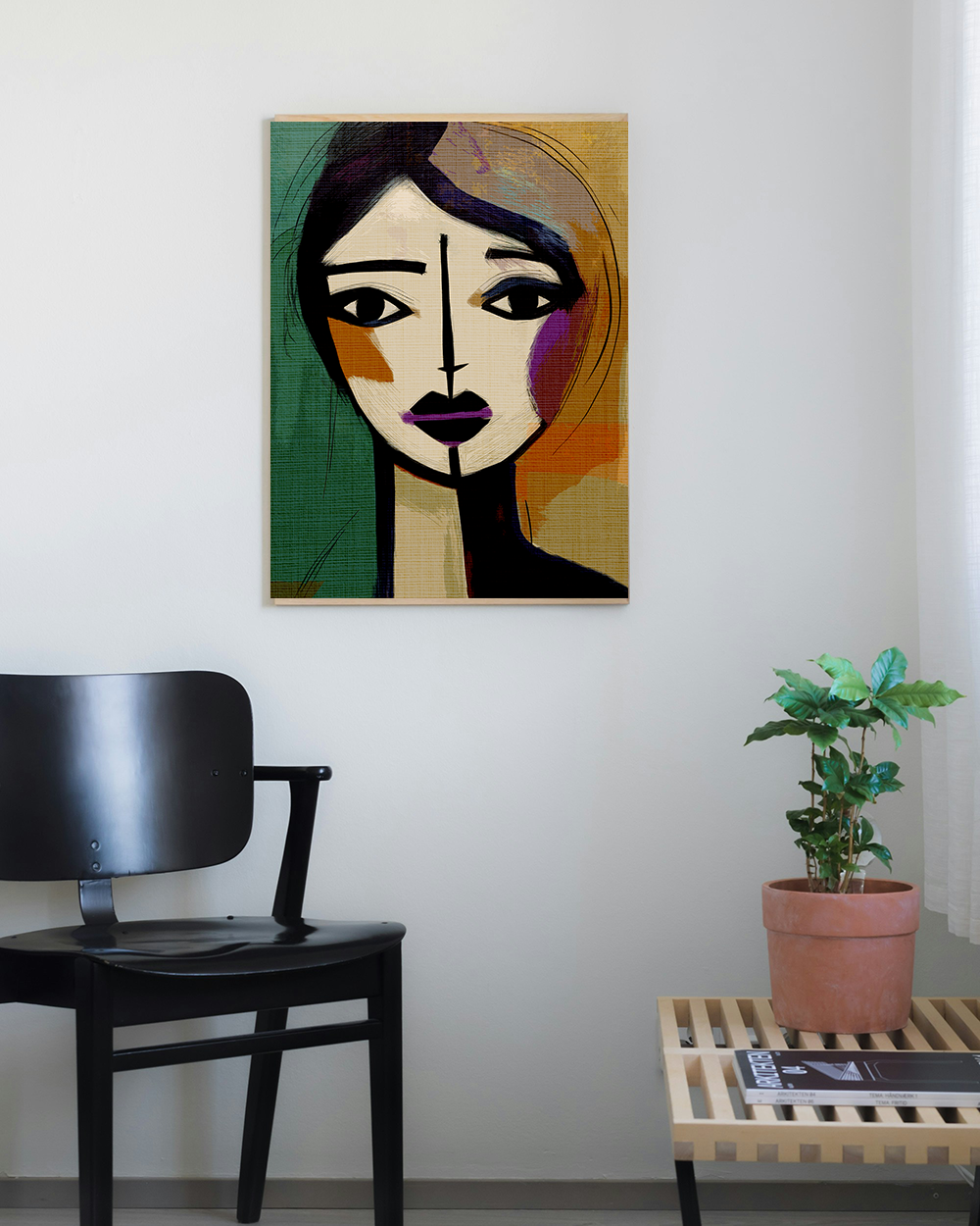 Abstract Midwest Mod Woman Portrait Apprehensive-  Matte Canvas, Stretched, 1.25"