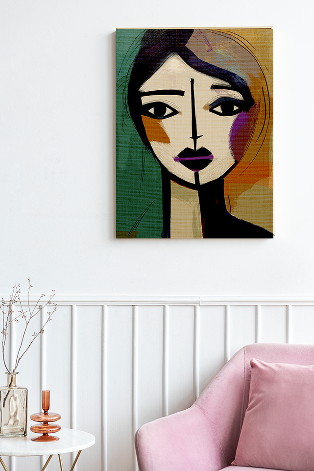 Abstract Midwest Mod Woman Portrait Apprehensive-  Matte Canvas, Stretched, 1.25"