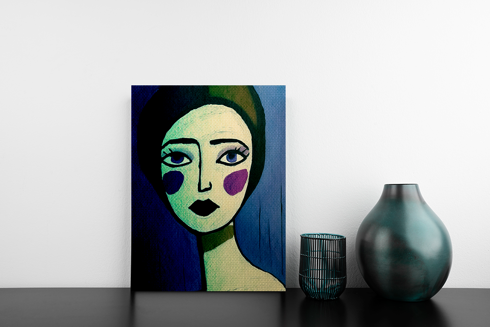 Abstract Midwest Mod Woman Portrait Melancholy-  Matte Canvas, Stretched, 1.25"