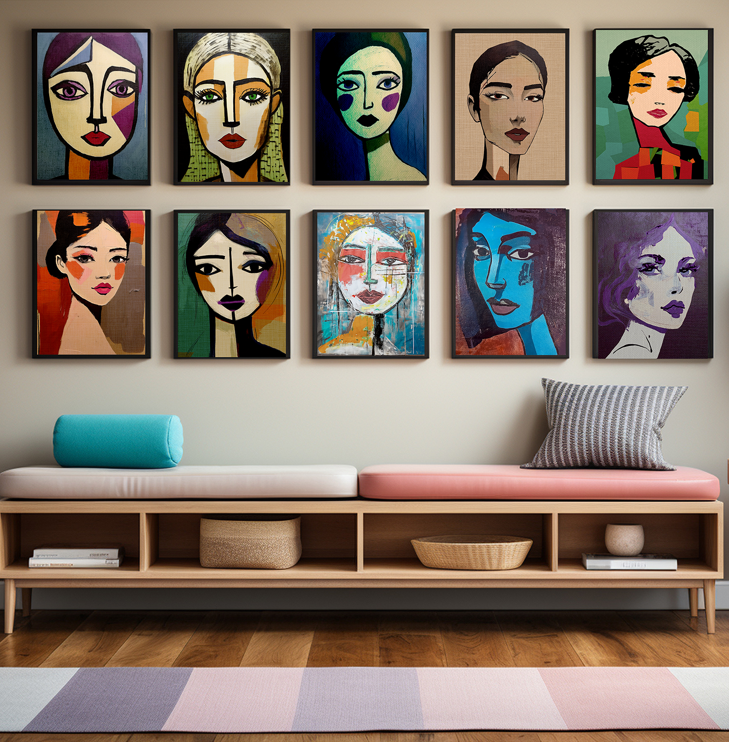 Abstract Midwest Mod Woman Portrait Melancholy-  Matte Canvas, Stretched, 1.25"