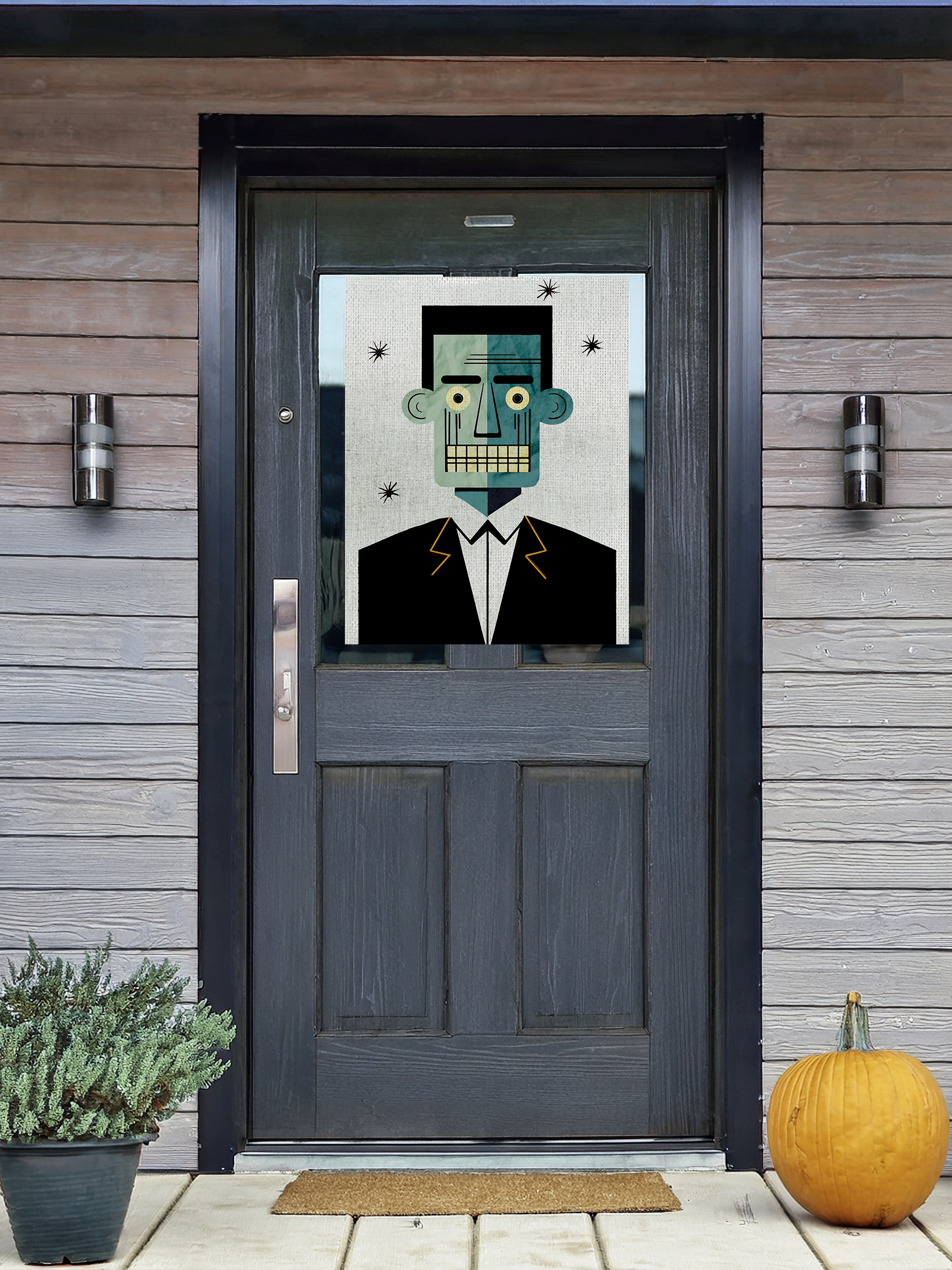 Halloween Seasonal Midwest Mod Frankentstein Monster Pop Art Print  - Matte Canvas, Stretched, 1.25"