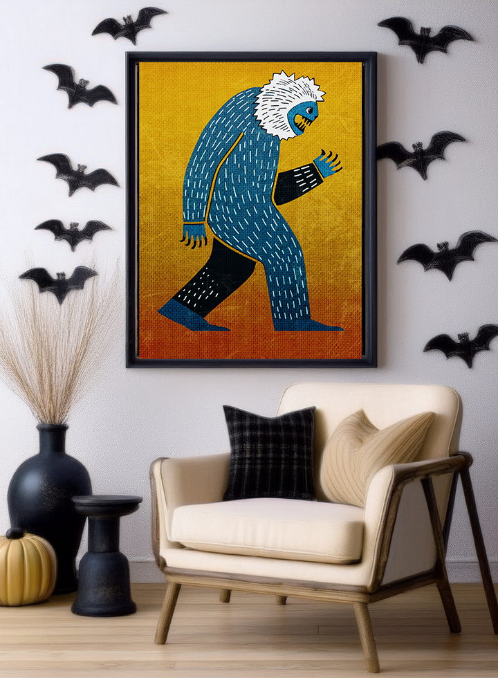 Halloween Seasonal Midwest Mod Yeti Sasquatch Big Foot Number Two Art Print  - Matte Canvas, Stretched, 1.25"