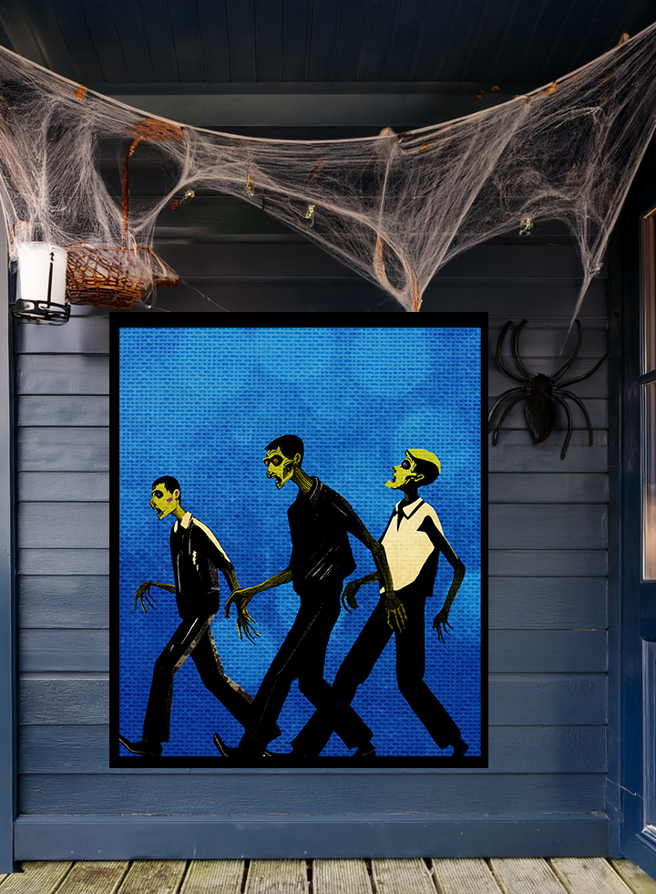 Halloween Seasonal Midwest Trio of Zombies Art Print  - Matte Canvas, Stretched, 1.25"
