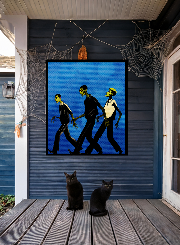 Halloween Seasonal Midwest Trio of Zombies Art Print  - Matte Canvas, Stretched, 1.25"
