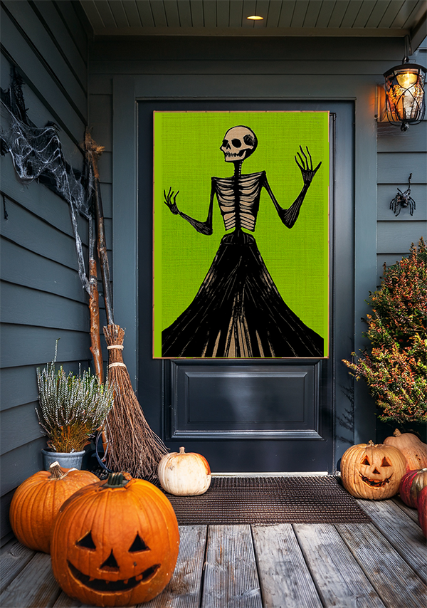 Halloween Seasonal Midwest Mod Skeleton Two Pop Art Print  - Matte Canvas, Stretched, 1.25"