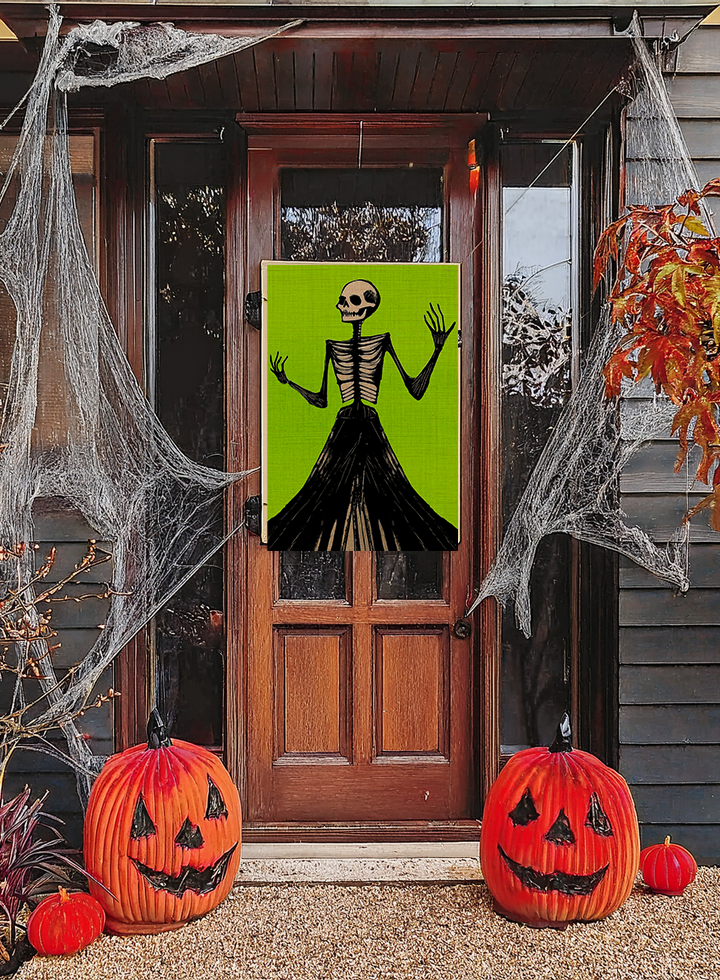 Halloween Seasonal Midwest Mod Skeleton Two Pop Art Print  - Matte Canvas, Stretched, 1.25"