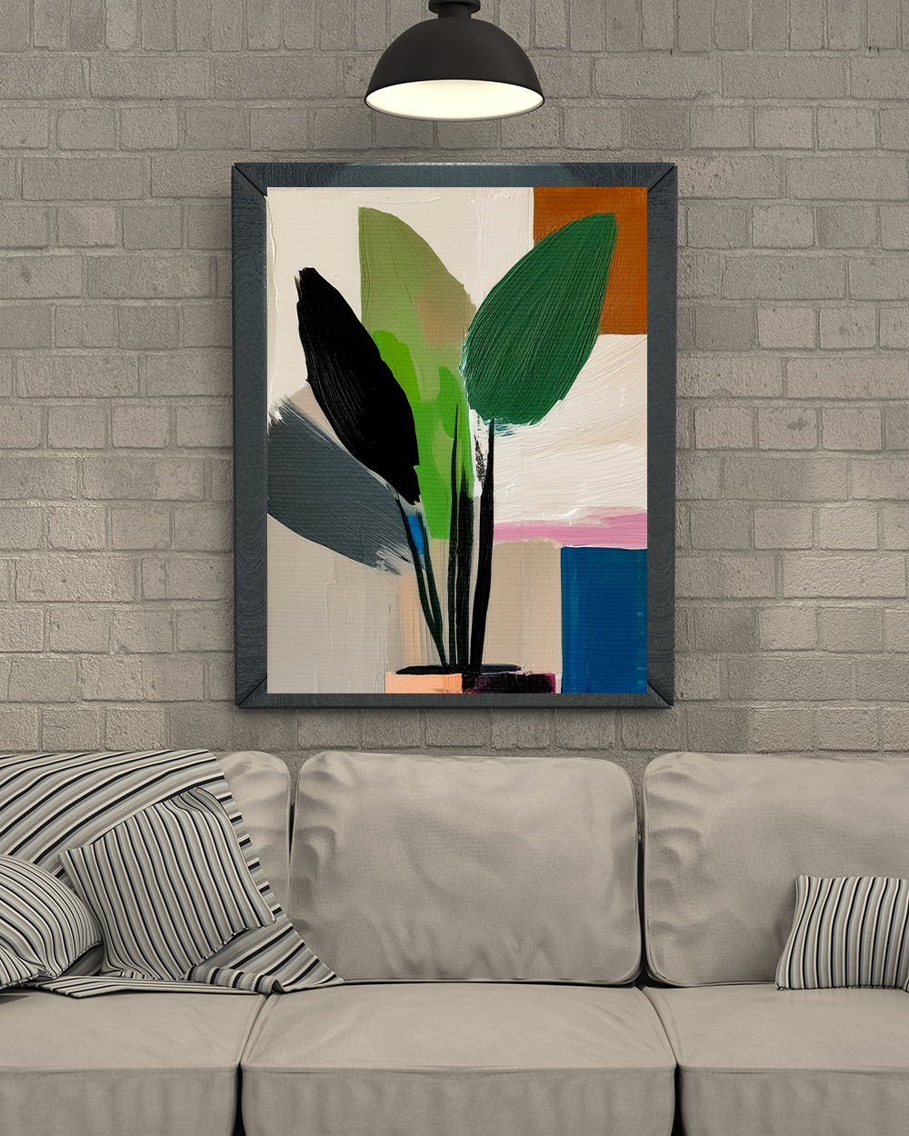Midwest Mod Abstract Houseplant Plant Art Print No. 400 - Matte Canvas, Stretched, 1.25"