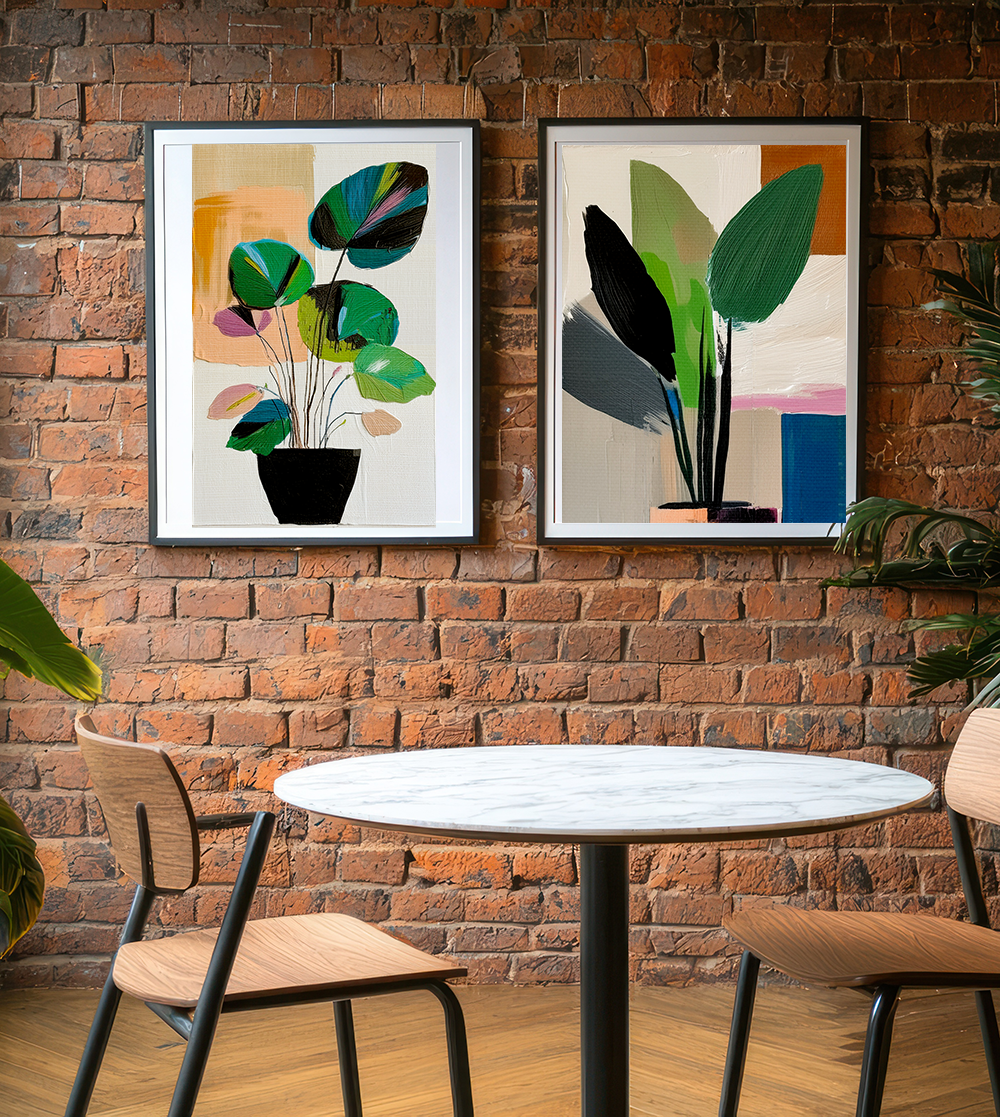 Midwest Mod Abstract Houseplant Plant Art Print No. 400 - Matte Canvas, Stretched, 1.25"