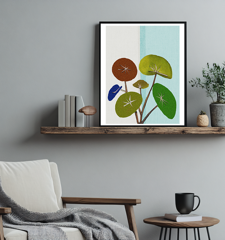 Midwest Mod Abstract Houseplant Plant Art Print No. 100 - Matte Canvas, Stretched, 1.25"