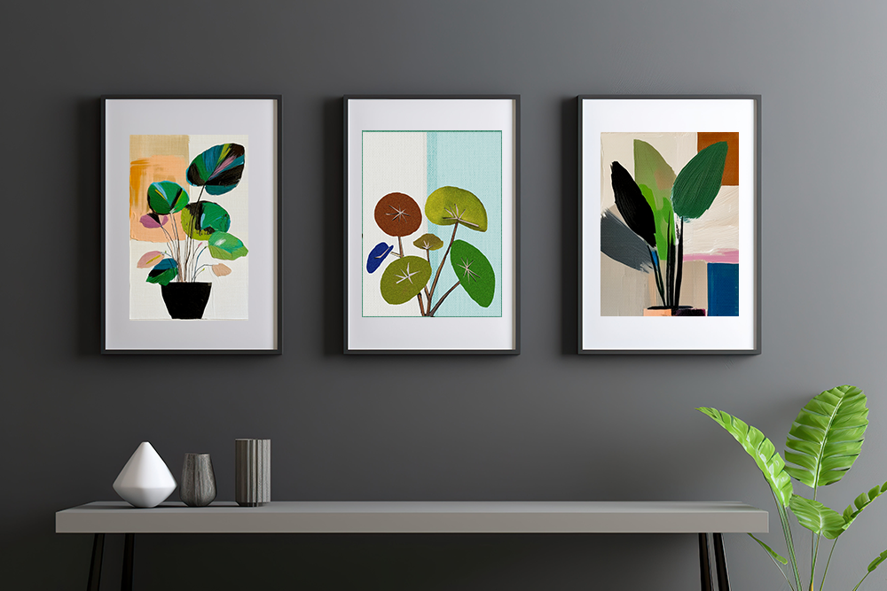 Midwest Mod Abstract Houseplant Plant Art Print No. 600 - Matte Canvas, Stretched, 1.25"