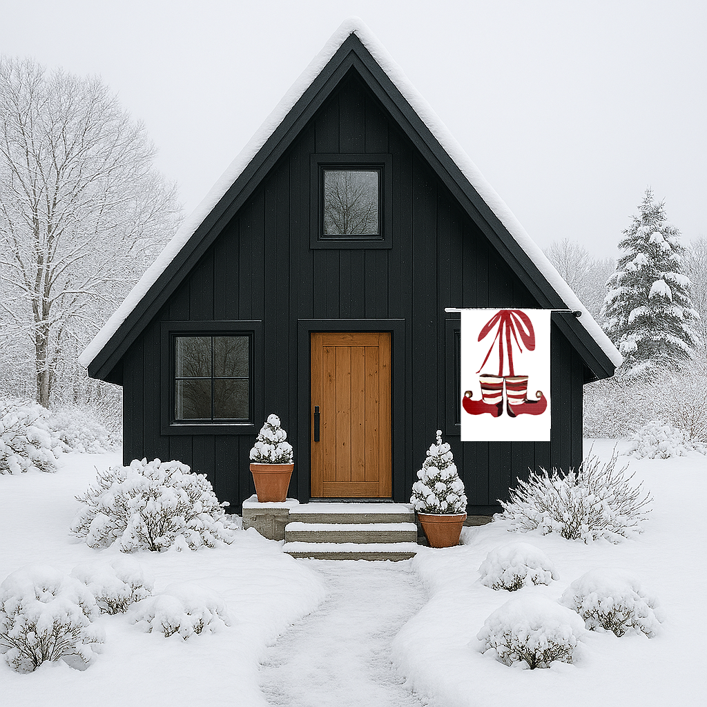 Seasonal Christmas Midwest Mod Elf Boots Outdoor House Flag Garden Banner