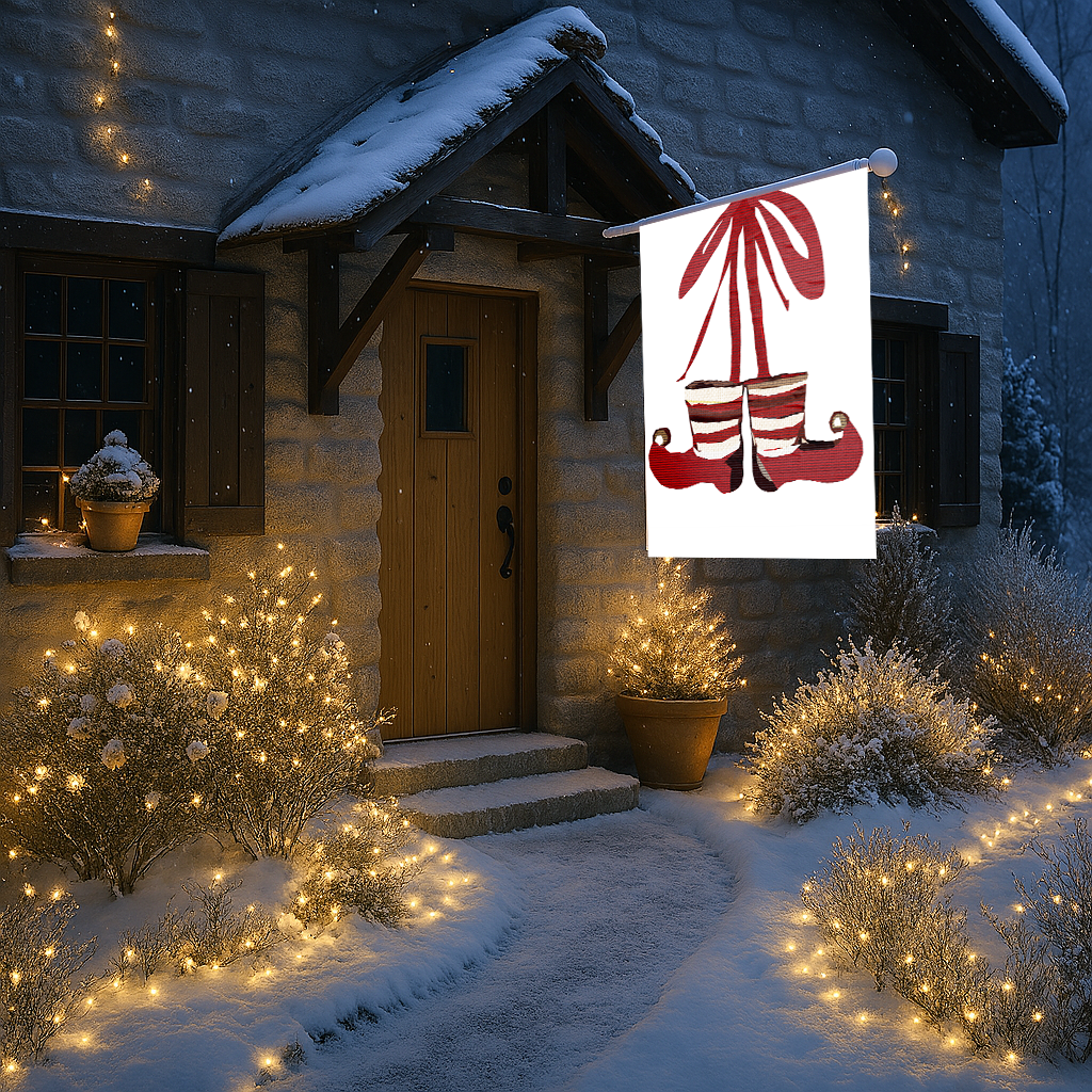 Seasonal Christmas Midwest Mod Elf Boots Outdoor House Flag Garden Banner