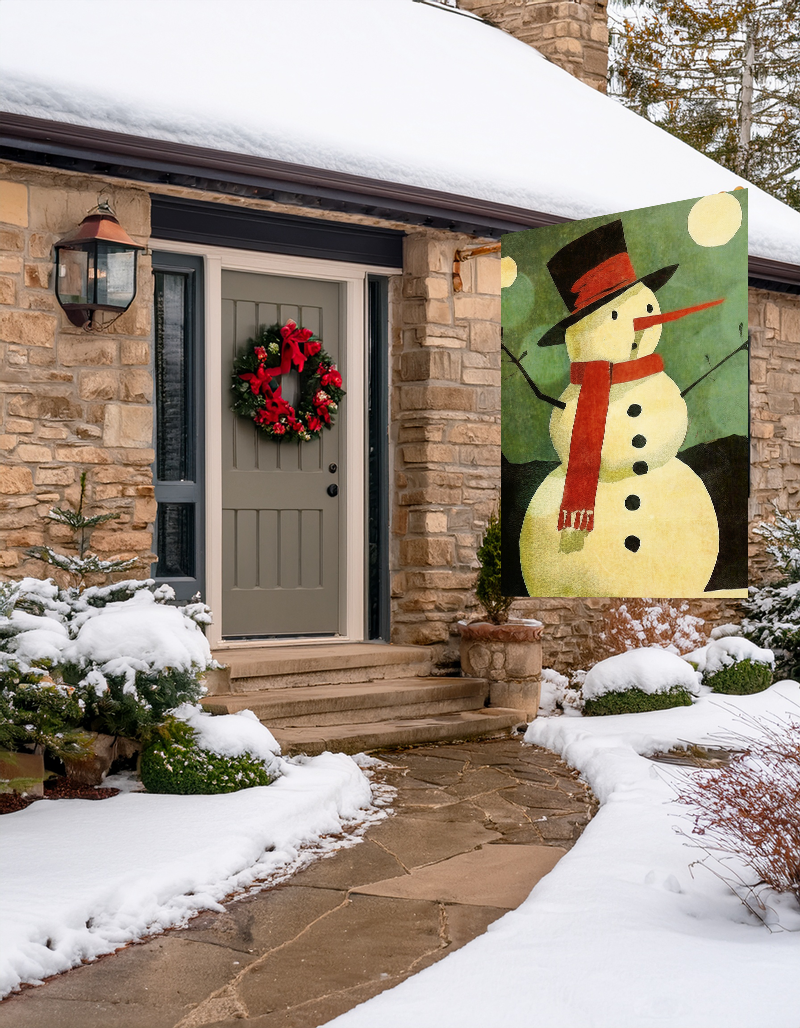 Seasonal Christmas Midwest Mod Caught Off Guard Snowman Outdoor House Flag Garden Banner