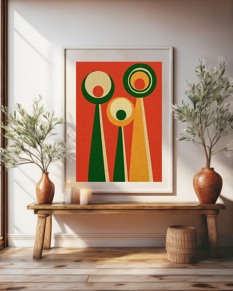 Midwest Mod Holiday Abstract Figures Print- Matte Canvas, Stretched, 1.25", holiday decor, Christmas, abstract art, modern shapes