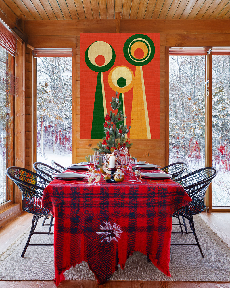 Midwest Mod Holiday Abstract Figures Print- Matte Canvas, Stretched, 1.25", holiday decor, Christmas, abstract art, modern shapes