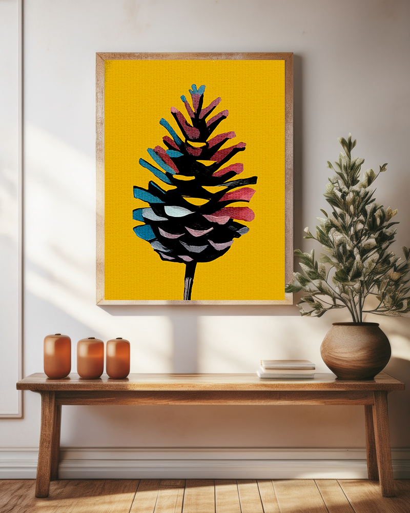 Midwest Mod Holiday Abstract Pinecone No. 2 - Matte Canvas, Stretched, 1.25", holiday decor, pinecones, nature, autumn, fall, winter