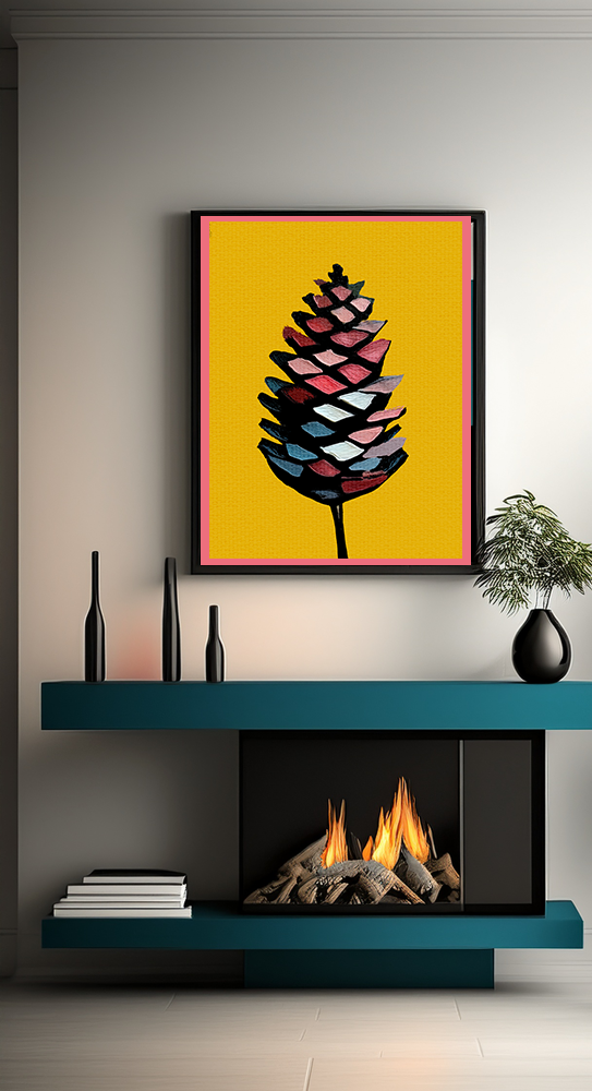 Midwest Mod Holiday Abstract Pinecone No. 1 - Matte Canvas, Stretched, 1.25", holiday decor, pinecones, nature, autumn, fall, winter