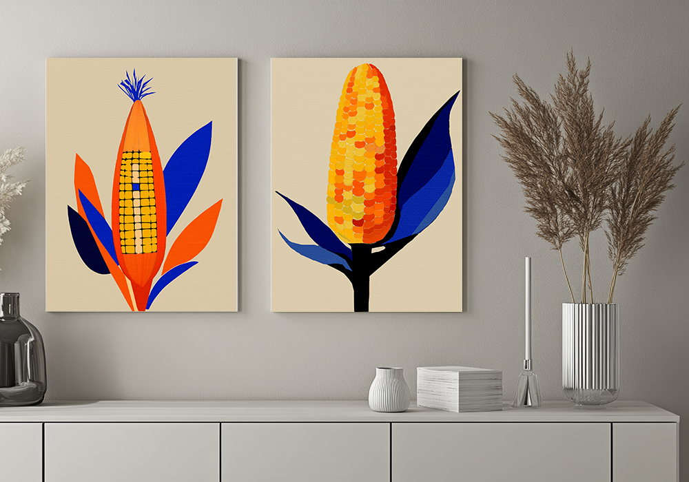 Midwest Mod Corn Portrait No. 1 Art Print - Matte Canvas, Stretched, 1.25"