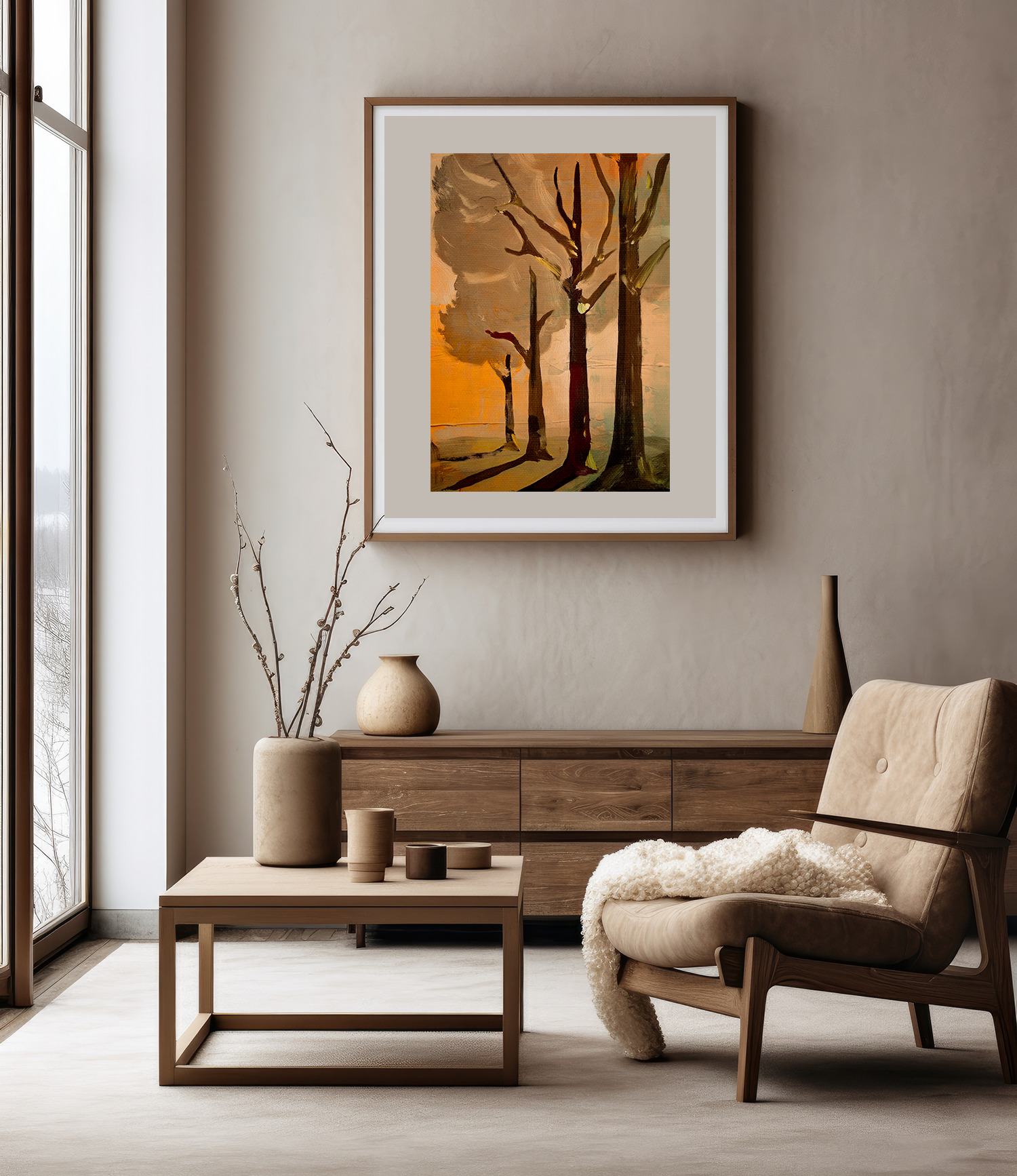 Midwest Mod Summer Cottonwood Trees Art Print - Matte Canvas, Stretched, 1.25"