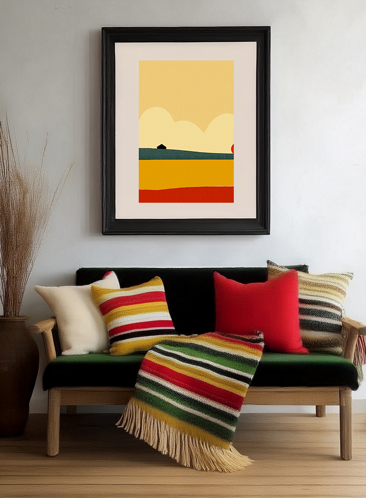 Midwest Mod Simple Farm Landscape Art Print - Matte Canvas, Stretched, 1.25"