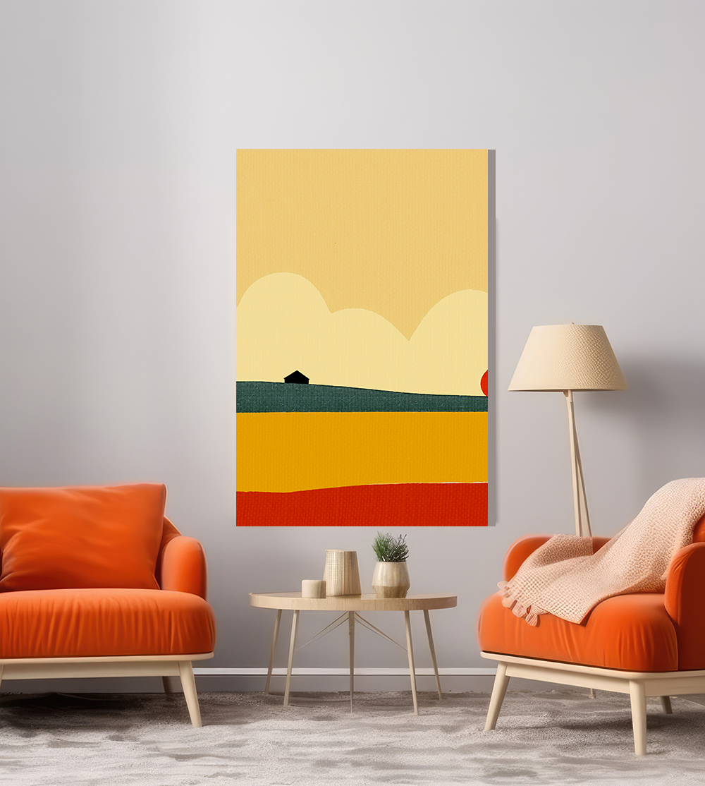 Midwest Mod Simple Farm Landscape Art Print - Matte Canvas, Stretched, 1.25"