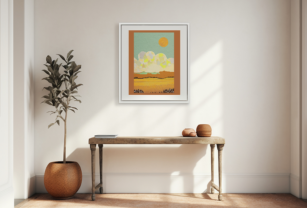 Midwest Mod Cloudy Day Landscape Art Print - Matte Canvas, Stretched, 1.25"