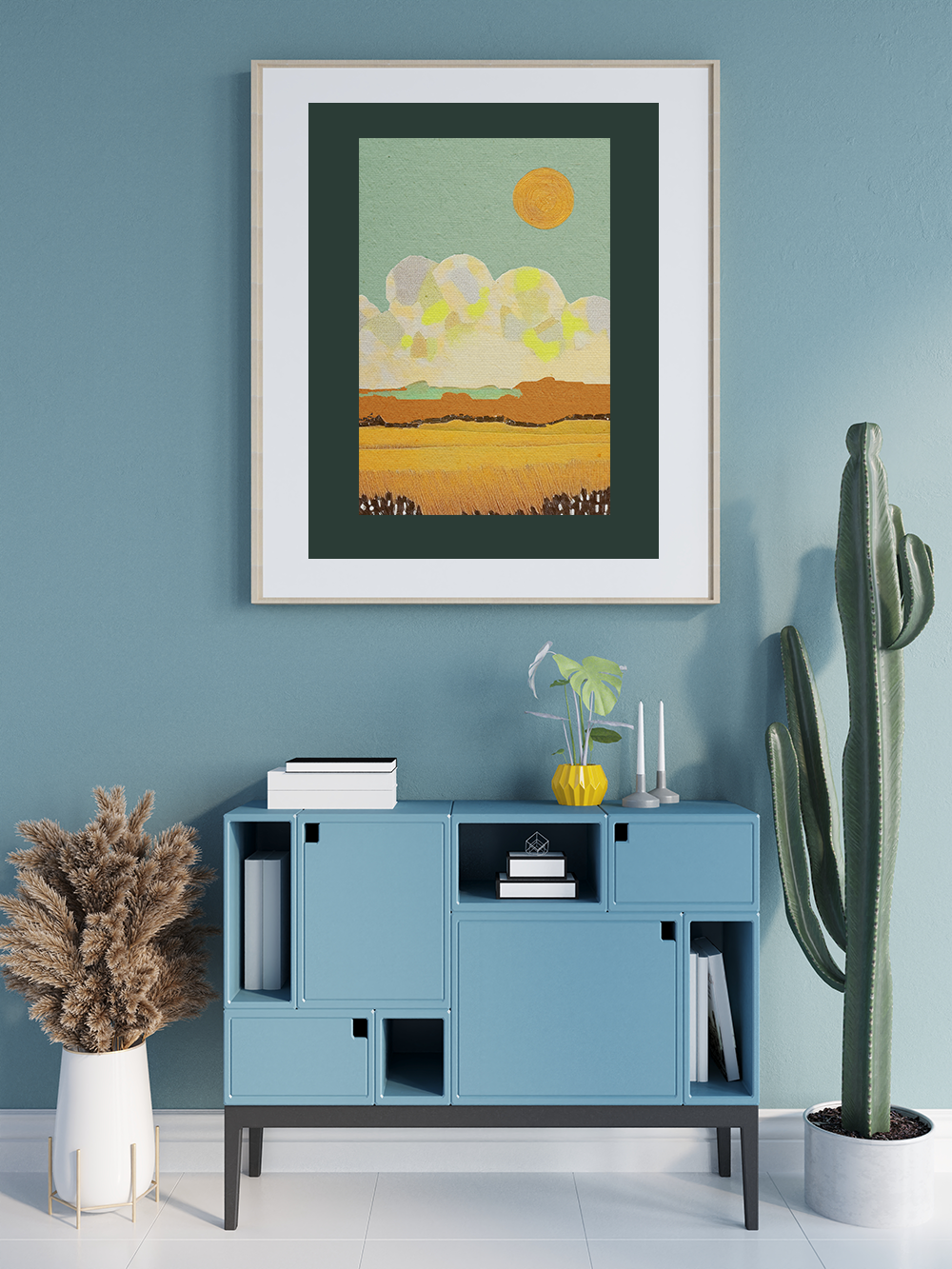 Midwest Mod Cloudy Day Landscape Art Print - Matte Canvas, Stretched, 1.25"