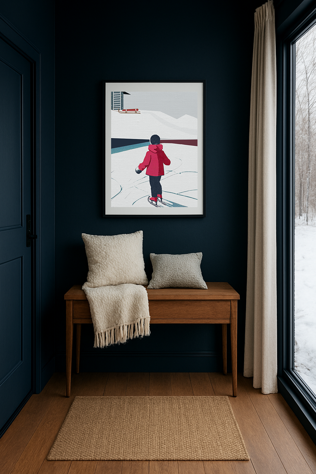 Midwest Mod To Skate or To Sled Winter Art Print - Matte Canvas, Stretched, 1.25"